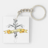 彼は我々のフローラ十字架で死んだ キーホルダー (裏面)