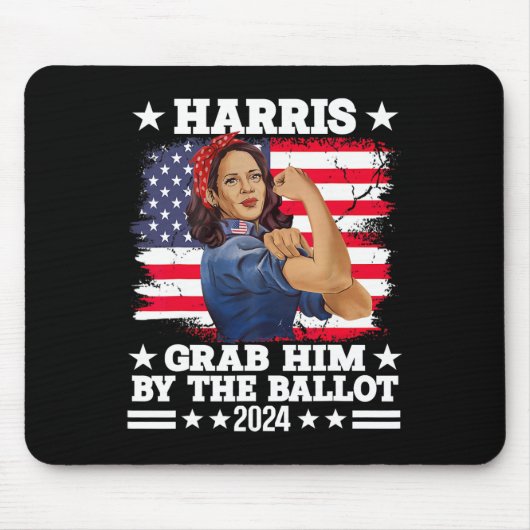 彼は投票Kamala 2024 Harris Electioによっておもしろい彼 マウスパッド (正面)