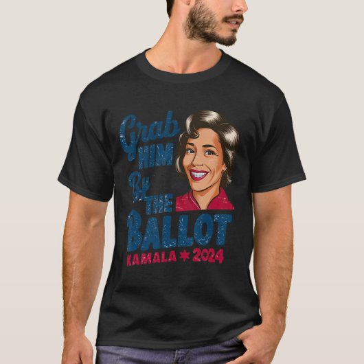 彼は投票Kamala 2024 Harris Electioによっておもしろい彼 Tシャツ (正面)