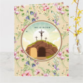 彼は日曜日に復活と復活のお祝いを迎えた カード (黄色い花)