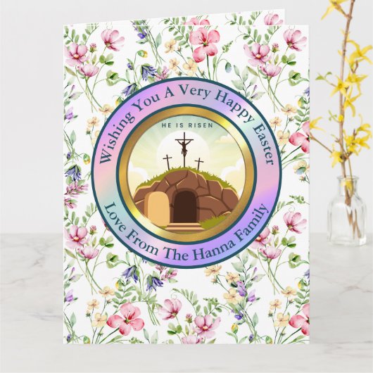 彼は日曜日に復活と復活のお祝いを迎えた カード (黄色い花)