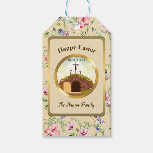 彼は日曜日に復活と復活のお祝いを迎えた ギフトタグ (正面)