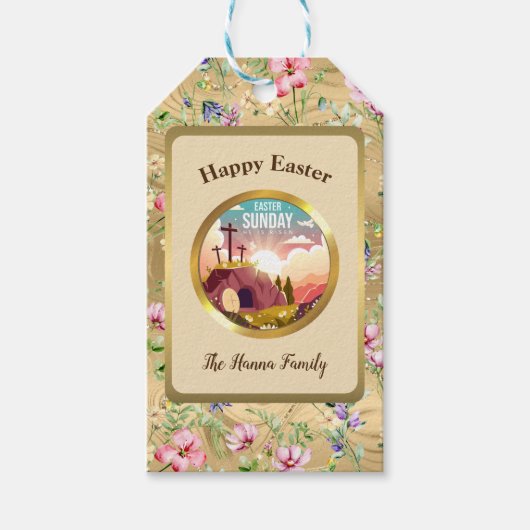 彼は日曜日に復活と復活のお祝いを迎えた ギフトタグ (正面)