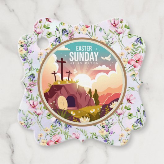 彼は日曜日に復活と復活のお祝いを迎えた フェイバータグ (正面)