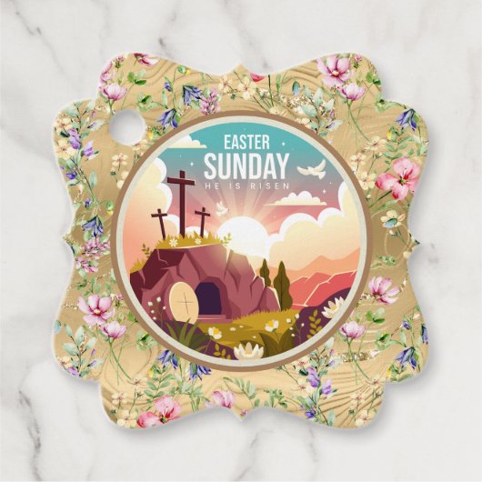 彼は日曜日に復活と復活のお祝いを迎えた フェイバータグ (正面)