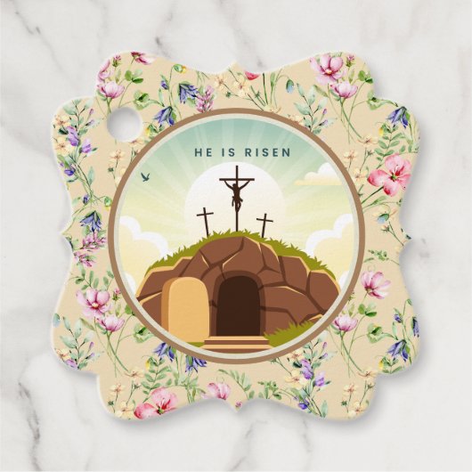 彼は日曜日に復活と復活のお祝いを迎えた フェイバータグ (正面)