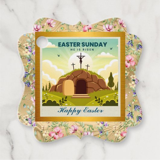 彼は日曜日に復活と復活のお祝いを迎えた フェイバータグ (正面)