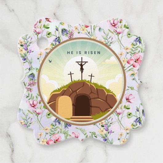 彼は日曜日に復活と復活のお祝いを迎えた フェイバータグ (正面)