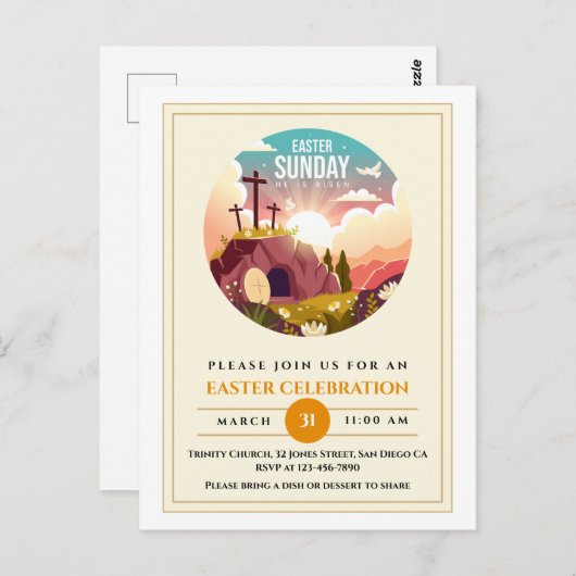 彼は日曜日に復活と復活のお祝いを迎えた ポストカード (正面/裏面)