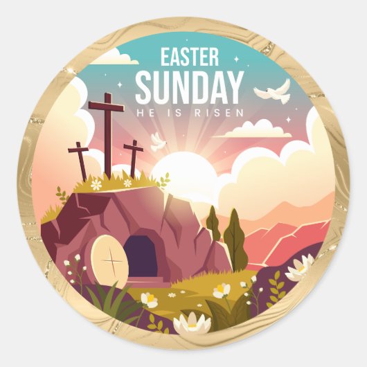 彼は日曜日に復活と復活のお祝いを迎えた ラウンドシール (正面)