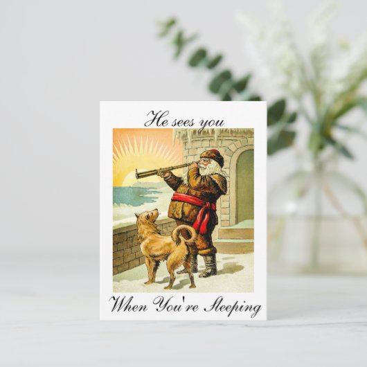 彼は時あなたは睡眠のヴィンテージサンタ会います シーズンポストカード (スタンド正面)