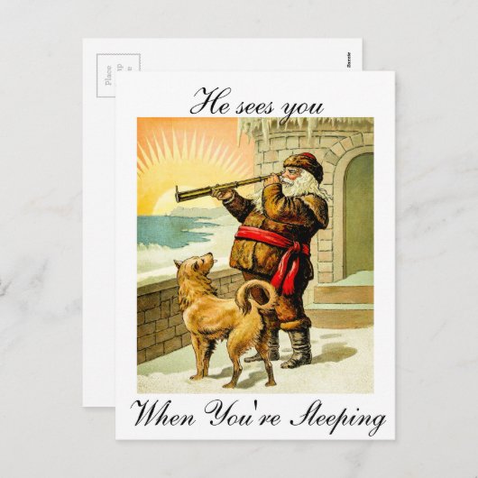 彼は時あなたは睡眠のヴィンテージサンタ会います シーズンポストカード (正面/裏面)