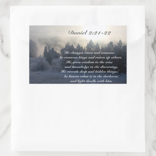 彼は時代と季節を変える、ダニエル2:21聖書 長方形シール (バッグ)