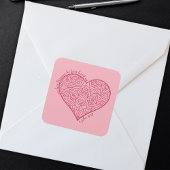 彼は最初に私たちを愛した1ヨハネ4:19赤いハートクリスチャン スクエアシール