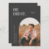 彼は木炭アーチ卒業発表をした 招待状 (正面/裏面)