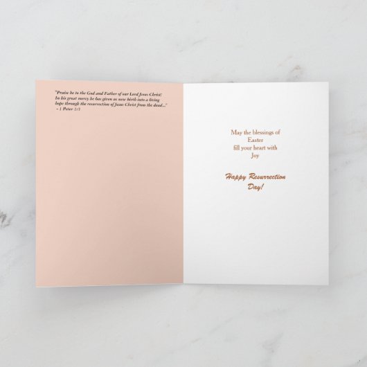 彼は木製のフローラクロス復活祭カードを復活させた ノートカード (内部)