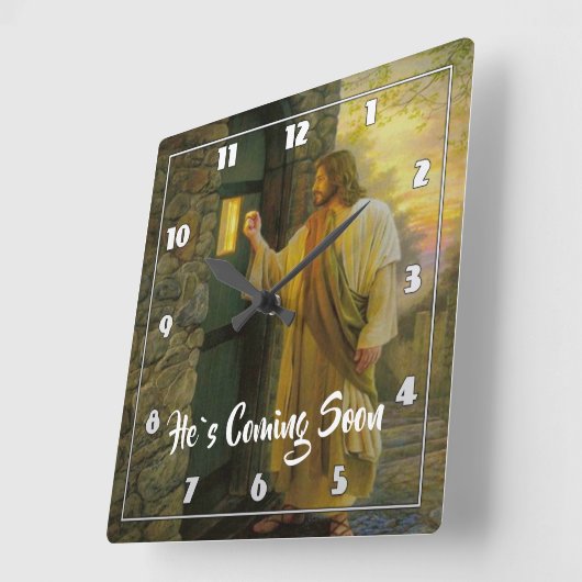 彼は来すぐに来る スクエア壁時計 (傾斜)