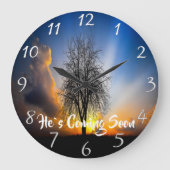 彼は来すぐに老けた ラージ壁時計 (正面)