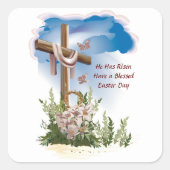 彼は東のステッカーを上げている スクエアシール (正面)