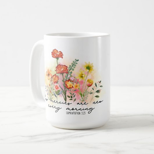 彼は毎朝目新しい人だ コーヒーマグカップ (正面左)