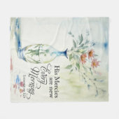 彼は毎朝目新しい人だ フリースブランケット (正面(横))