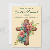 彼は水の色のフローラクロスのイースターブランチ 招待状 (正面)