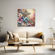 彼は水彩画のフローラ・クロスを起こした