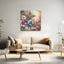 彼は水彩画のフローラ・クロスを起こした メタルプリント