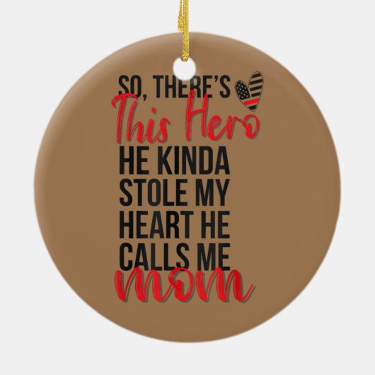彼は消防士の私のハート消防士の母を盗んだ セラミックオーナメント (裏面)