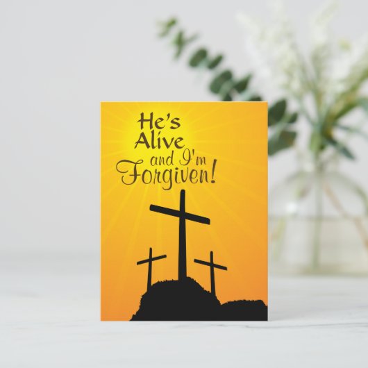 彼は生きてるし、私はイースターのポストカードを許カスタムされている シーズンポストカード (スタンド正面)