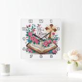 彼は生まれ変わったフローラ スクエア壁時計 (ホーム)