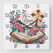 彼は生まれ変わったフローラ スクエア壁時計 (正面)