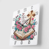 彼は生まれ変わったフローラ スクエア壁時計 (傾斜)