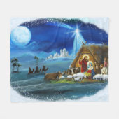 「彼は生まれ」 フリースブランケット (正面(横))