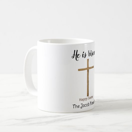 彼は生まれ、家族へのハッピーイースター、宗教的である コーヒーマグカップ (正面左)