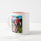 彼は生臭いサイクリングだ ツートーンマグカップ (正面左)