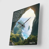 彼は神素晴らし、神と創造聖句である スクエア壁時計 (傾斜)