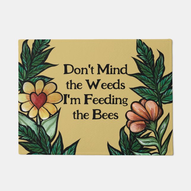 彼は私が蜂だということを気にせ食べ物を与えないで ドアマット (正面)