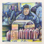 彼は私が見たものを聞いた ガラスコースター (正面)