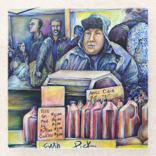 彼は私が見たものを聞いた ガラスコースター (正面)