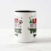 彼は私が2回持っているリストを食べ作っている – Dog Chris ツートーンマグカップ (中央)