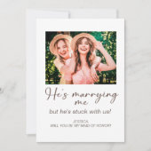 彼は私と結婚している米国のメイド・オブ・オーナー（花嫁付き添い人）写真 招待状 (正面)