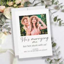 彼は私と結婚している米国のメイド・オブ・オーナー（花嫁付き添い人）写真 招待状