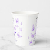 『彼は私に蝶の感覚を』 ラベンダー ブライダル シャワーパーティー 紙コップ (右)