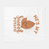 彼は私のサツマイモIヤムサンクスギビングのカップルのマット フリースブランケット (正面(横))