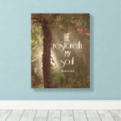 彼は私のソウルバイブルの聖句聖なる書物、 経典を復元する キャンバスプリント (インサイチュ (ウッドフロア))