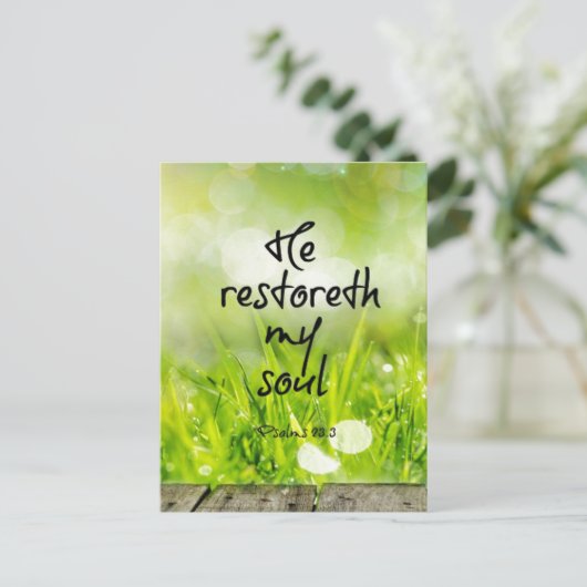 彼は私のソウルバイブルの聖句聖なる書物、 経典を復元する ポストカード (スタンド正面)