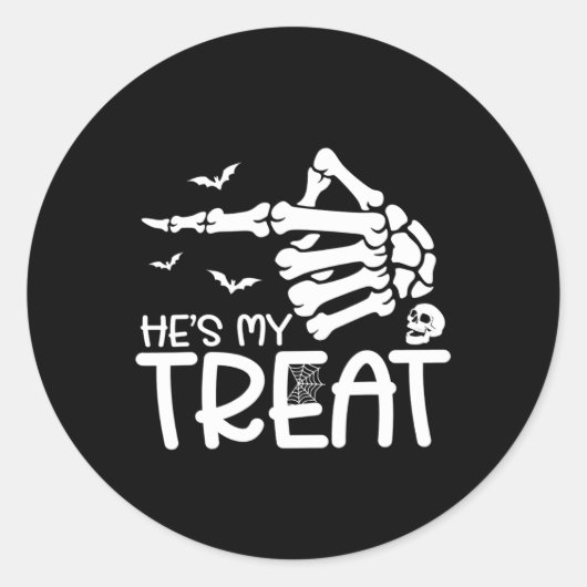 彼は私のトリックハロウィーンスケルトンCo ラウンドシール (正面)