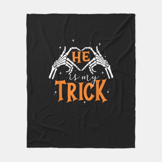 彼は私のトリックハートスケルトン手カップル幸せハ フリースブランケット (正面)