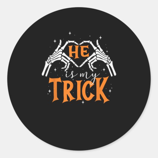 彼は私のトリックハートスケルトン手カップル幸せハ ラウンドシール (正面)